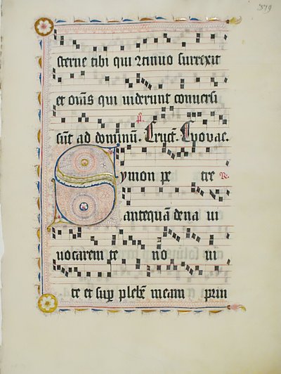 Feuille de manuscrit avec initiale S, d