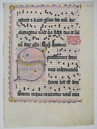 Feuille de manuscrit avec initiale S, d