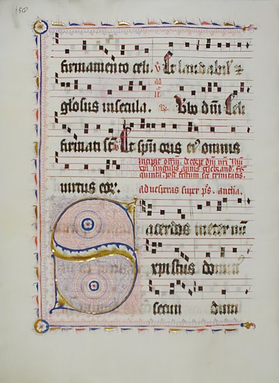 Feuille de manuscrit avec initiale S, d