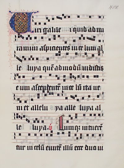 Feuille de manuscrit avec initiale V, d