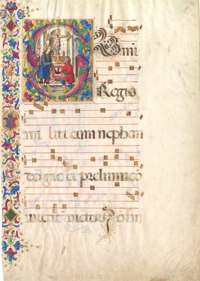 Feuille de manuscrit avec Saint Jean Gualbert dans une initiale S, d