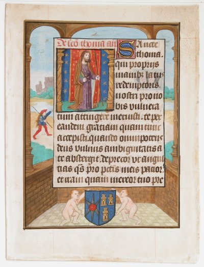 Feuille de manuscrit avec Saint Thomas, d