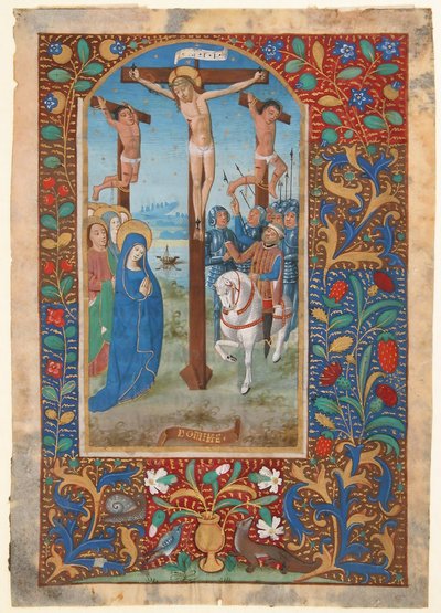 Feuille de manuscrit avec la Crucifixion, d