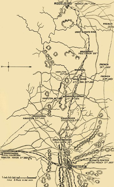 Carte illustrant le déplacement vers l