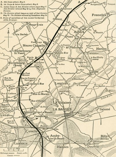 Carte illustrant les opérations de la Première Armée..., Première Guerre mondiale, 1915, vers 1920 - Unbekannt