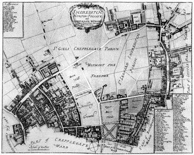 Carte de Shoreditch, Norton Folgate et Cripplegate, 1907 - Unbekannt