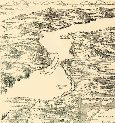 Carte des Dardanelles, Première Guerre mondiale, 1915, vers 1920 - Unbekannt