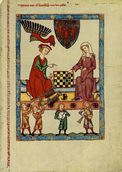 Margrave Otto IV de Brandebourg jouant aux échecs du Codex Manesse, entre 1305 et 1340 - Unbekannt