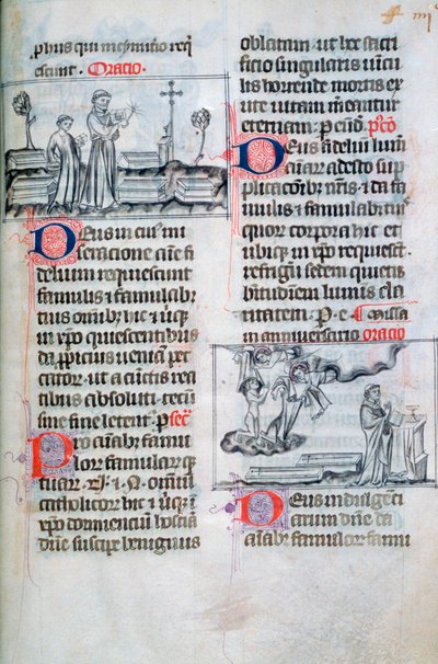 Messe pour les enterrés dans un cimetière et messe anniversaire pour les âmes des morts, 14e siècle - Unbekannt