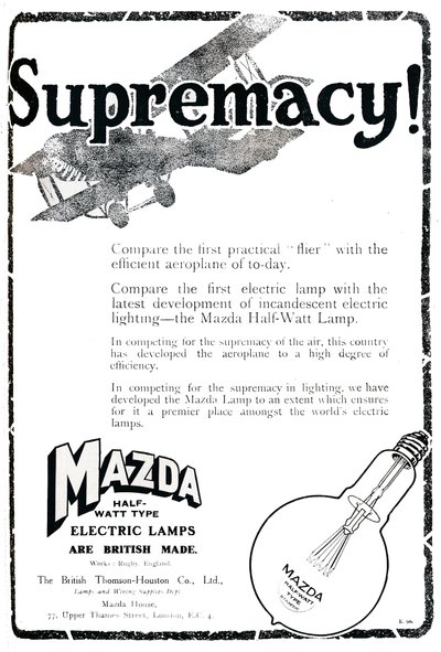 Publicité pour les lampes électriques Mazda Half-Watt Type, 1919 - Unbekannt