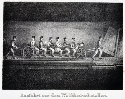 Mine de sel: transport dans le tunnel Wolfdietrich, à Durrnberg, Autriche - Unbekannt