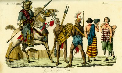 Garde du corps monté du cheikh de Bornu avec lancier Kanembu et archer Munga, Empire de Kanem-Bornu - Unbekannt