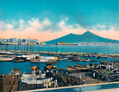 Napoli - Mergellina avec Vésuve, vers 1900 - Unbekannt
