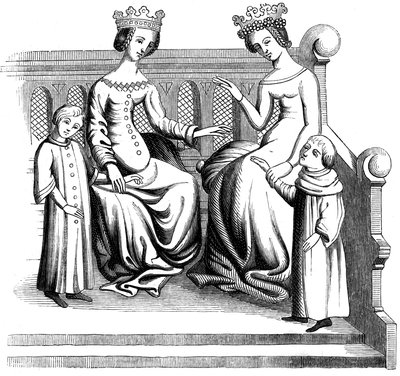 Femmes nobles et enfants, XIVe siècle - Unbekannt
