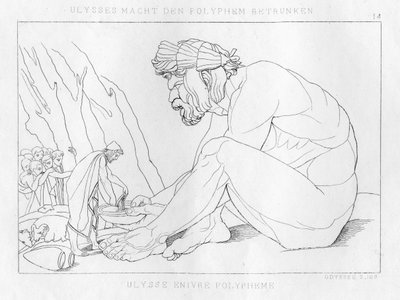 Ulysse buvant avec Polyphème, le cyclope - Unbekannt