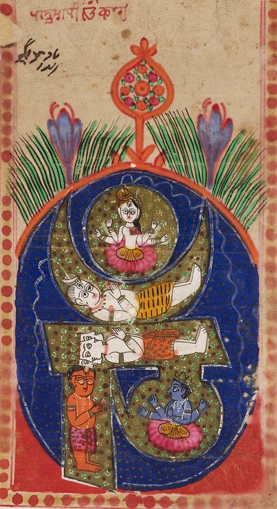 Mantra Om contenant des figures de divinités, 19ème siècle - Unbekannt