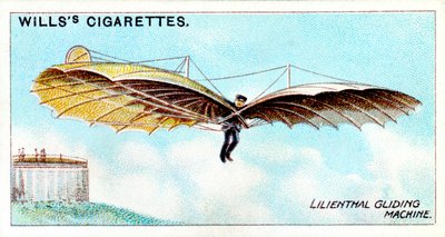 Otto Lilienthal, pionnier allemand du vol à voile et inventeur aéronautique, volant sur un de ses planeurs - Unbekannt