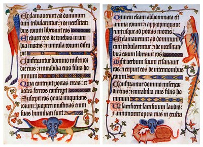 Page de texte illustré du psautier de Luttrell, vers 1300-1340, vers 1900-1920 - Unbekannt