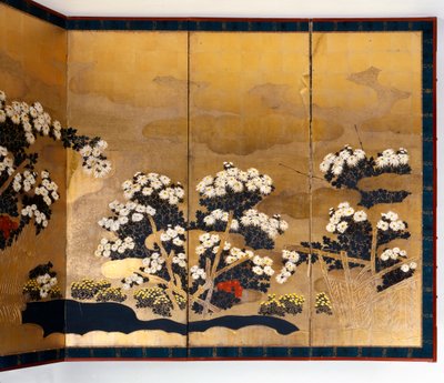 Paire de paravents à 6 panneaux avec fond doré, période Edo, Japon, 1600-1867 - Unbekannt