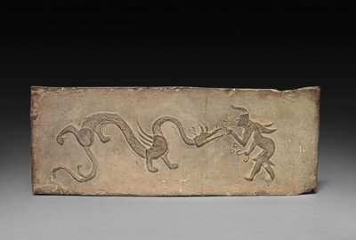 Panneau du modèle de cuisinière : Fée nourrissant le champignon Lingzhi à un dragon, 1er siècle av. J.-C. - Unbekannt