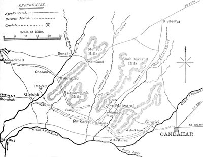 Plan de la marche du général Burrows vers l