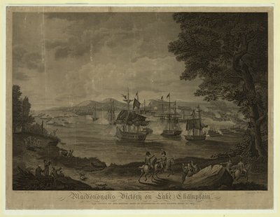 Bataille navale de Plattsburgh sur le lac Champlain, flotte américaine commandée par Thomas Macdonough battant la flotte britannique, 11 septembre - Unbekannt