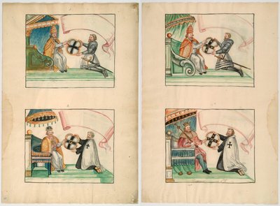 Papes et empereur accordent des privilèges aux chevaliers teutoniques - Unbekannt