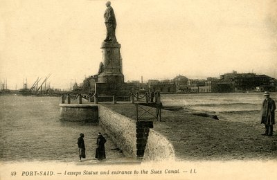 Port-Saïd. - Statue de Lesseps et entrée du canal de Suez - LL., vers 1918-1939 - Unbekannt