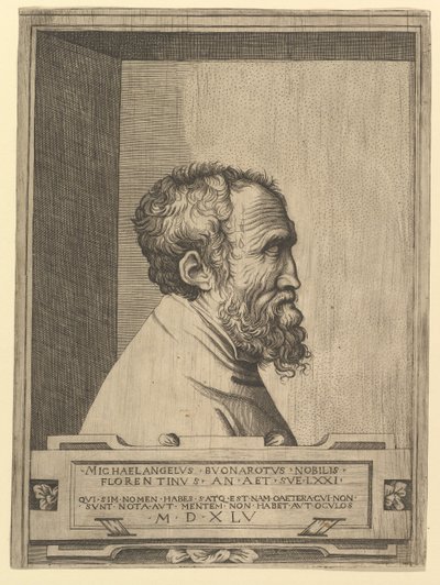Portrait de Michel-Ange de profil face à droite dans une niche, 1545 - Unbekannt