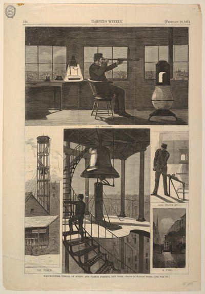 Tour de guet, coin des rues Spring et Varick, New York, 28 février 1874 - Unbekannt