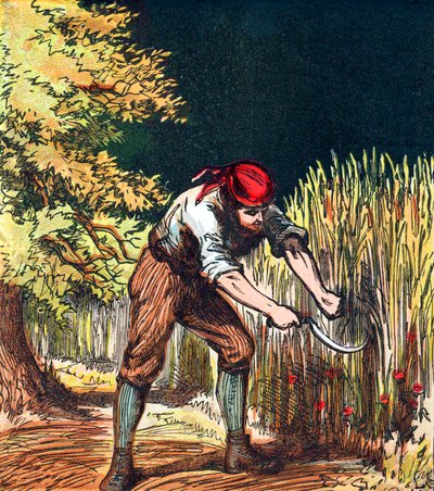 Moissonneur commençant à couper une récolte de blé avec une faucille, 1867 - Unbekannt