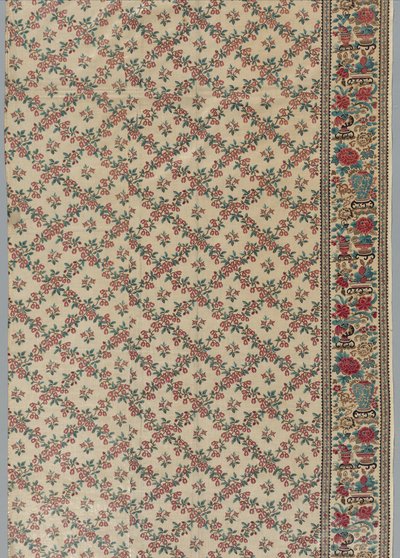 Chintz glacé imprimé au rouleau avec motif de fleurs et de vase, 1800s - Unbekannt