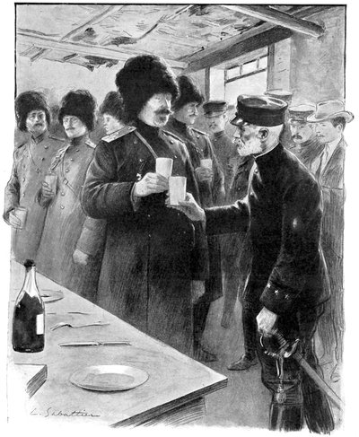 Généraux russes et japonais partageant un toast, Guerre russo-japonaise 1904-5 - Unbekannt