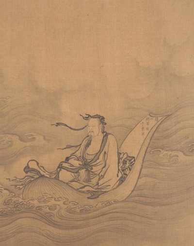 Sage flottant sur une feuille de lotus - Unbekannt