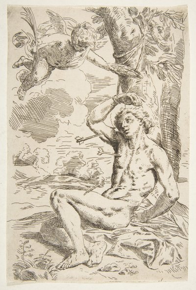 Saint Sébastien percé de flèches et attaché à un arbre, copie d