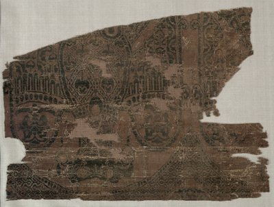 Fragments de samit avec des aigles bicéphales, du tombeau de Saint Bernard Calvo, 1200-1243 - Unbekannt
