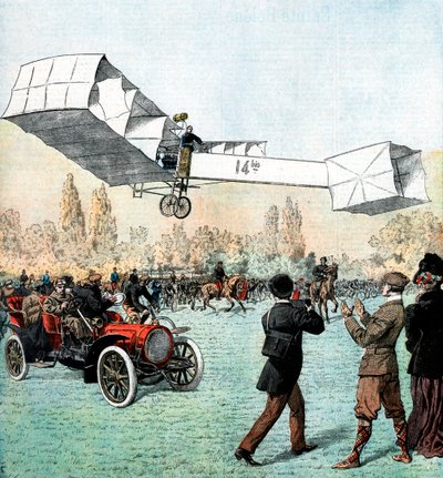 Santos-Dumont effectuant le premier vol en avion motorisé en Europe, Paris, 1906 - Unbekannt