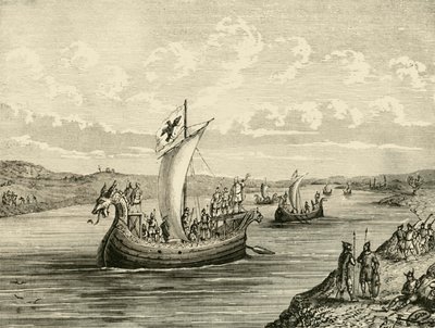 Navires scandinaves remontant une rivière, 1890 - Unbekannt
