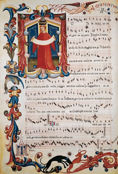 Partition avec illumination dans le Codex Squarcialupi, c.1410-1415 - Unbekannt