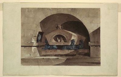 Sépulcre de style égyptien avec sphinx et hibou - Unbekannt