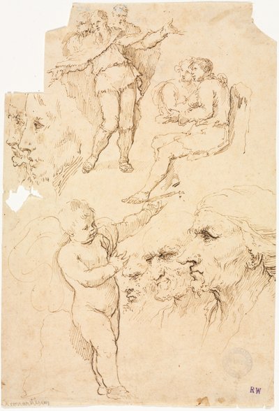 Esquisses de têtes et de figures, 1600s - Unbekannt