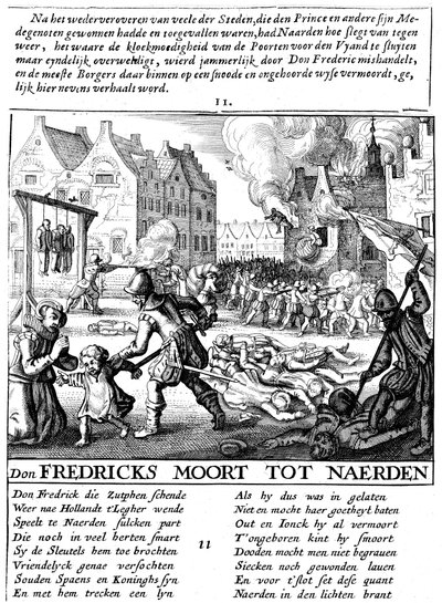 Troupes espagnoles incendiant des bâtiments et massacrant pendant la domination espagnole aux Pays-Bas, 1567-73 - Unbekannt