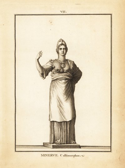 Statue de Minerve Callimorphos, déesse romaine de la sagesse, avec casque - Unbekannt