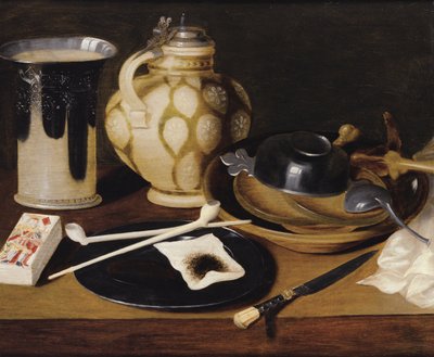 Nature morte avec une pipe, un roi de carreau, un couteau et un pichet - Unbekannt