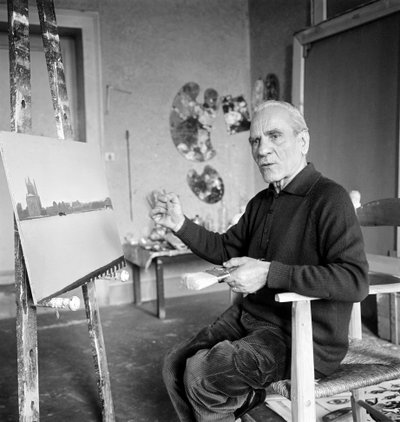 Le peintre Virgilio Guidi dans son atelier - Venise - 1970 - Unbekannt