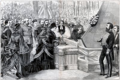 La princesse de Galles lançant le nouveau navire cuirassé Alexandra, 1875 - Unbekannt