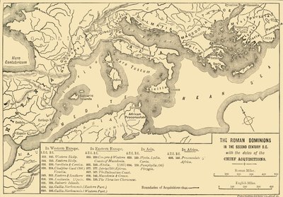 Les dominions romains au IIe siècle av. J.-C. avec les dates des principales acquisitions, 1890 - Unbekannt