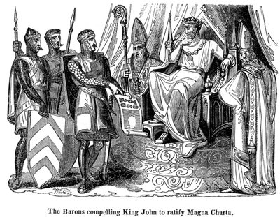 Les barons contraignant le roi Jean 1167-1216 à ratifier la Magna Carta, 1215 - Unbekannt