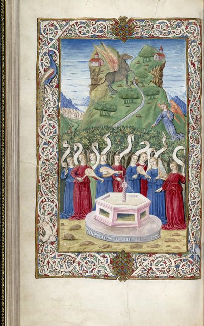 Les neuf Muses avec Pégase et le mont Hélicon de Argumentum par Guarinus Veronensis, 1485-1499 - Unbekannt