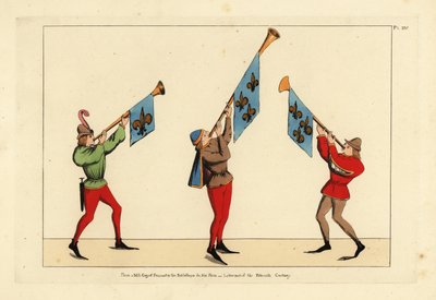 Trois hérauts avec des trompettes ornées de standards fleur-de-lis - Unbekannt